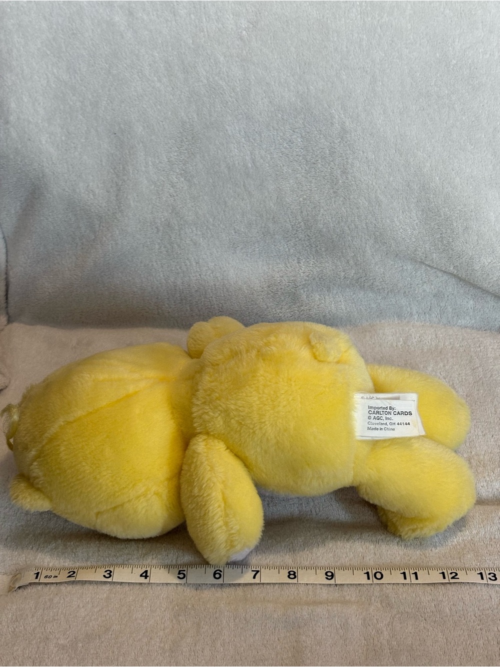 VTG Care Bears Funshine Bear plush With Carlton Cards Tuche Tags Early 2000s 13” - Picture 12 of 14